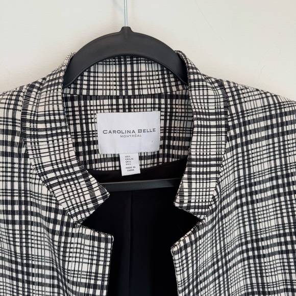 Classic Carolina Belle Black & White Plaid Open Front L Jacket Size L - Picture 2 of 8